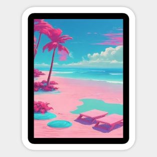 Synthwave beach aesthetic Sticker